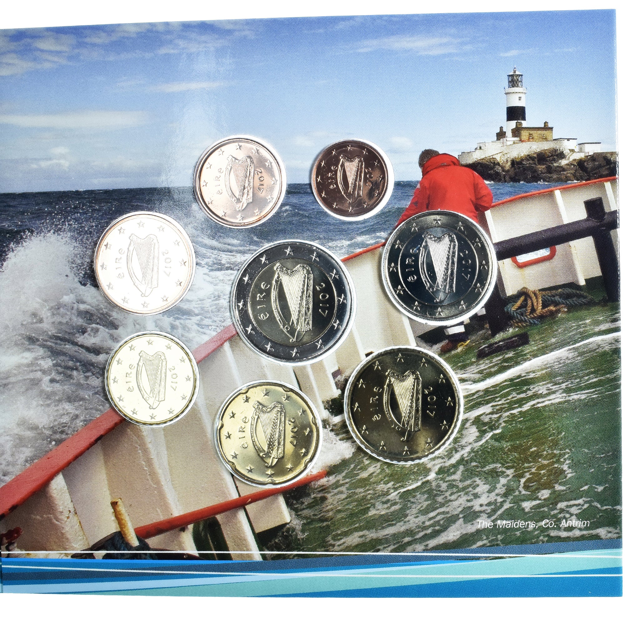 Ireland, 1 Cent to 2 Euro, euro set - Ireland's lighthouses & coast guard, 2017