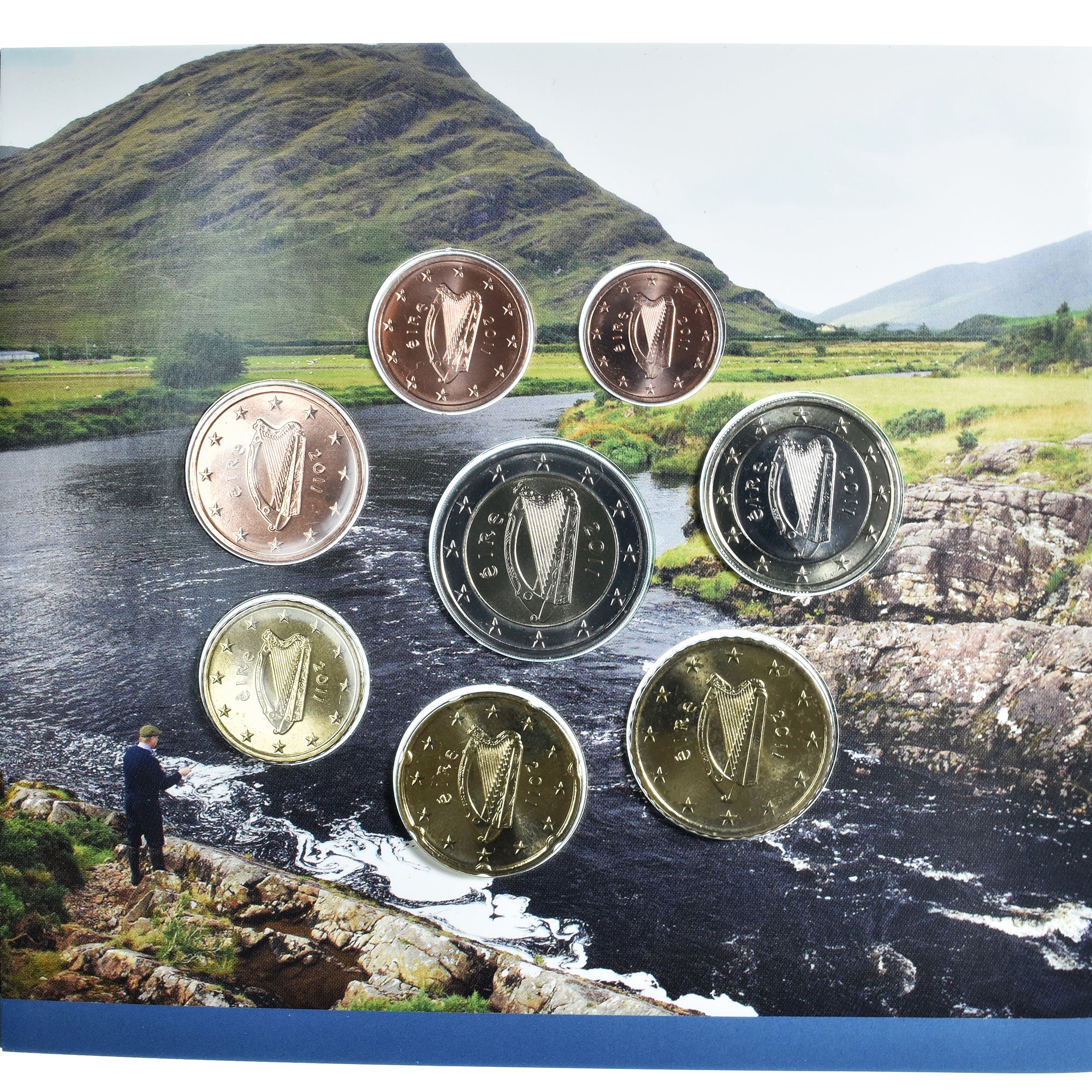 Irlande, 1 Cent to 2 Euro, euro set - Animals of Irish Coinage - Salmon, 2011