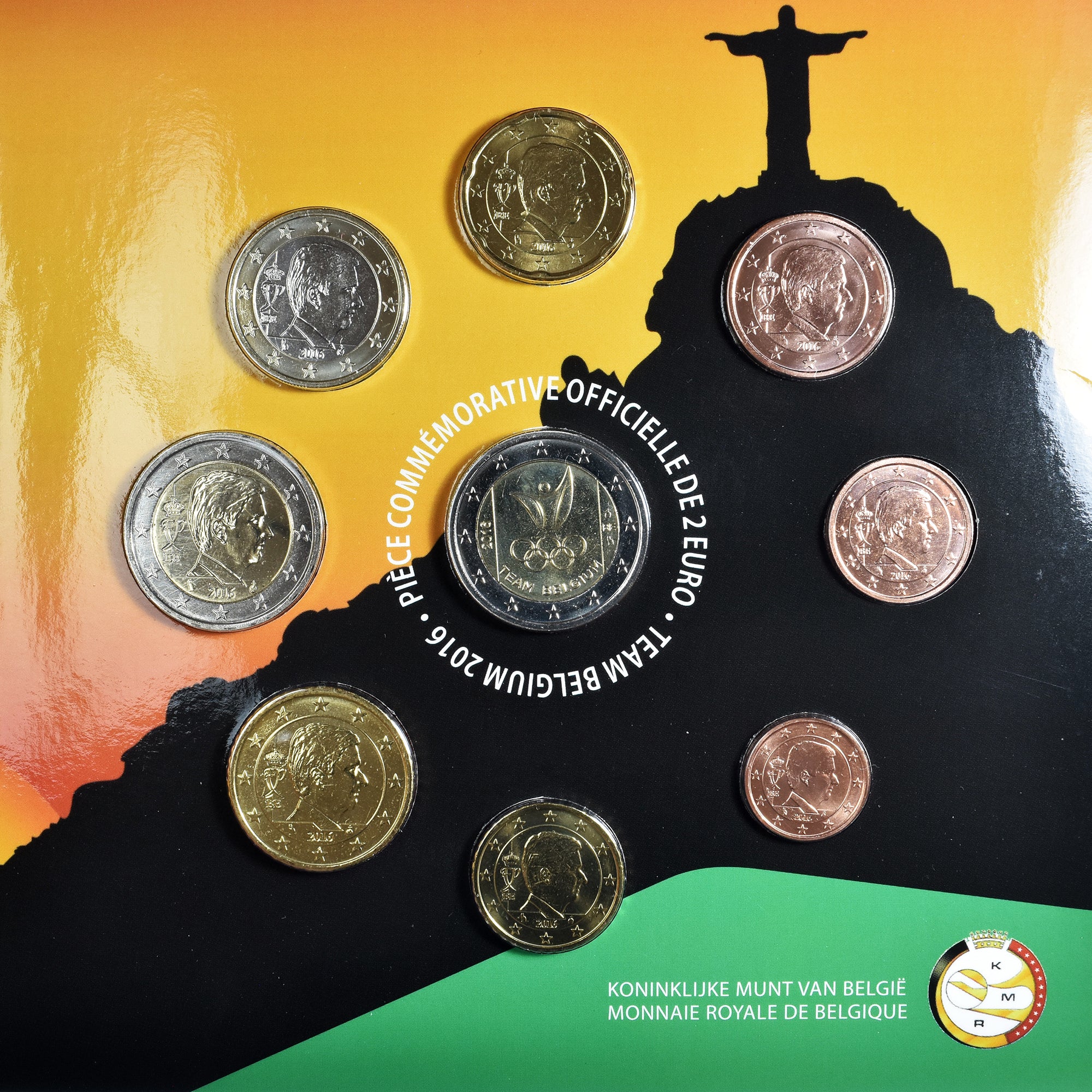 Belgio, 1 Cent to 2 Euro, euro set - XXXI olympiade, 2016, Royal Belgium Mint