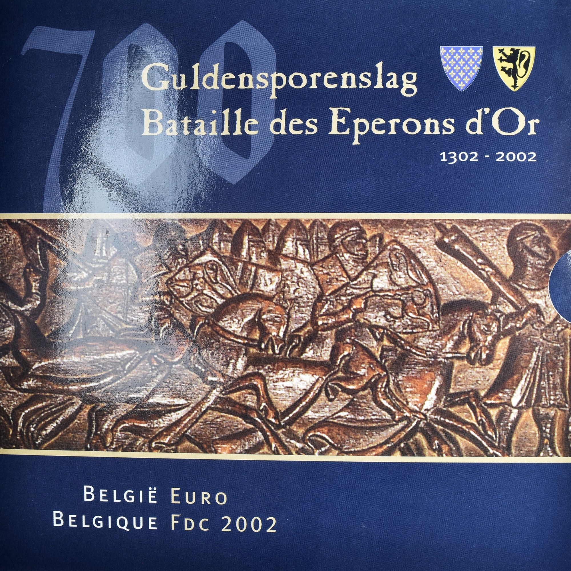 Belgium, 1 Cent to 2 Euro, euro set - Bataille des éperons d'or, 2002, Royal