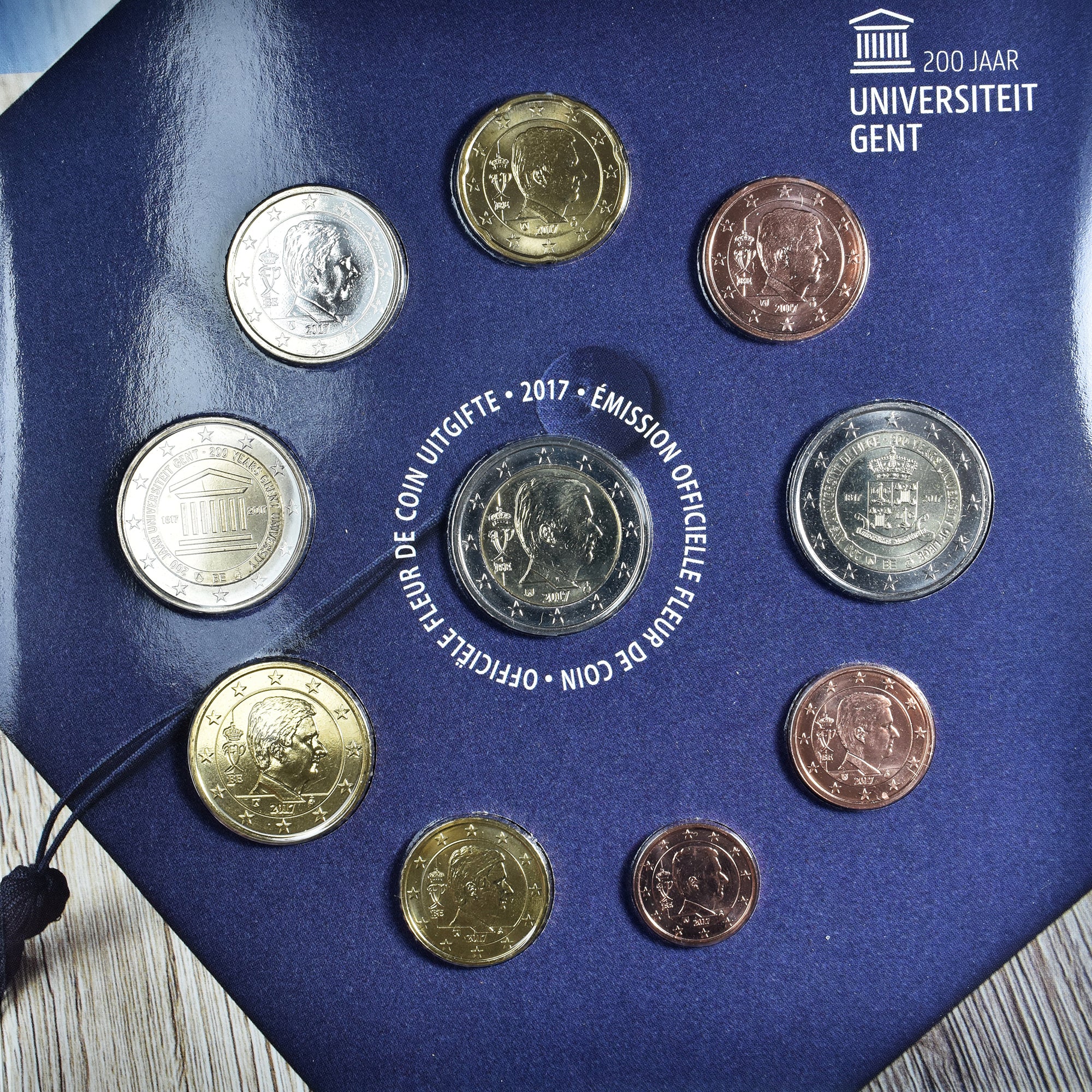 Belgium, 1 Cent to 2 Euro, euro set - LIEGENT double jubilé universitaire