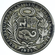 Monnaie, Pérou, Sol, 1925, Philadelphie, TTB, Argent, KM:218.1