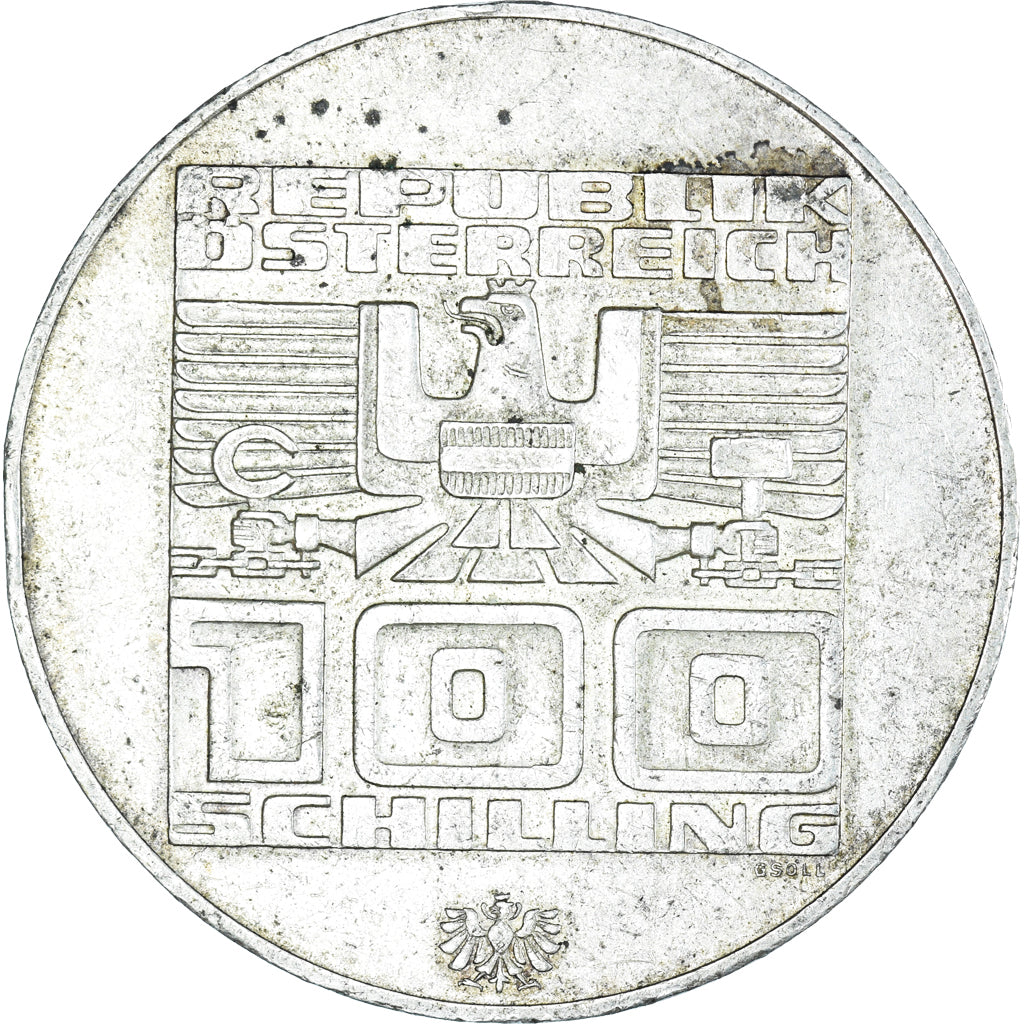 Moneta, Austria, Winter Olympics - Innsbruck, 100 Schilling, 1976, Hall, BB+