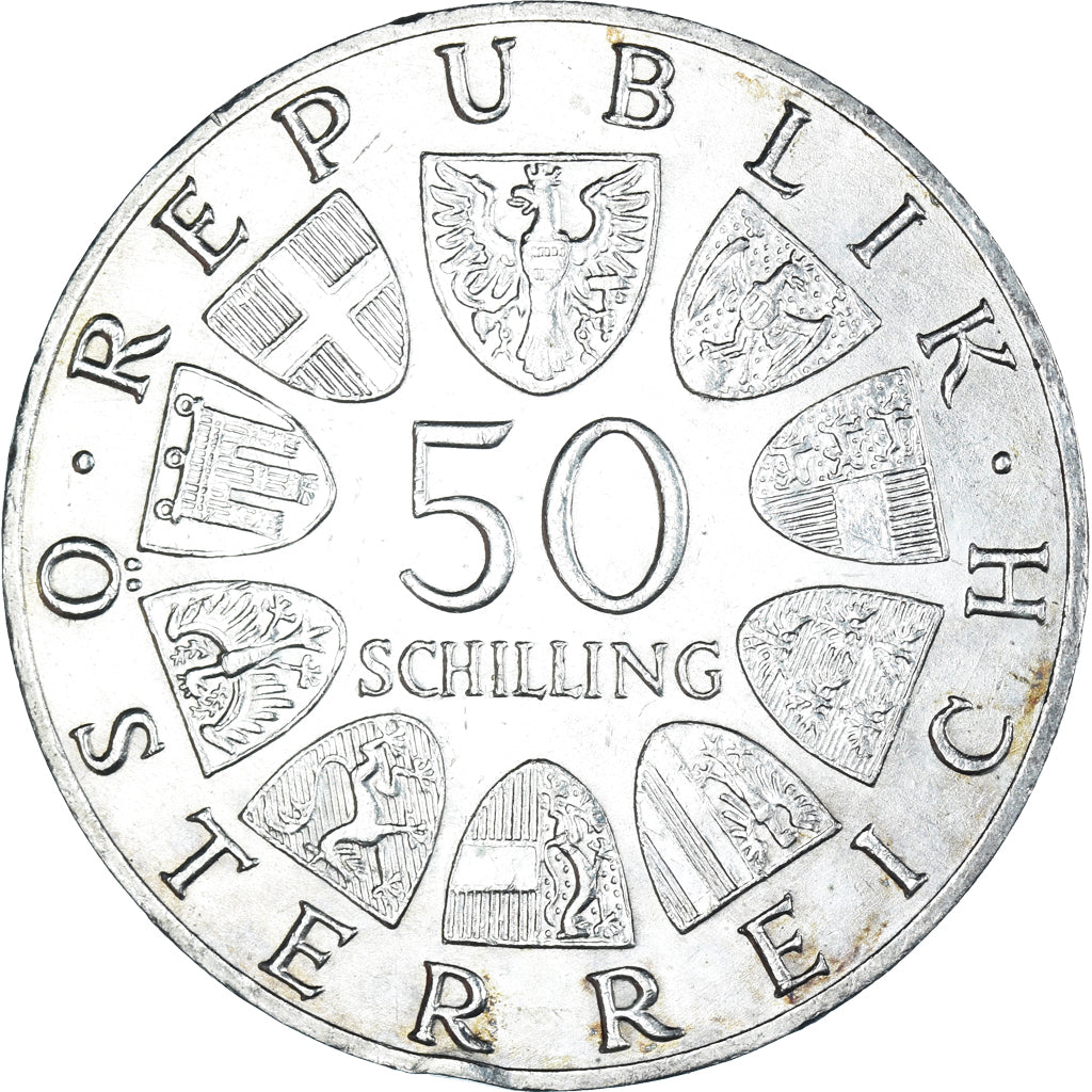 Moneda, Austria, Blue Danube Waltz, 50 Schilling, 1967, Vienna, EBC, Plata