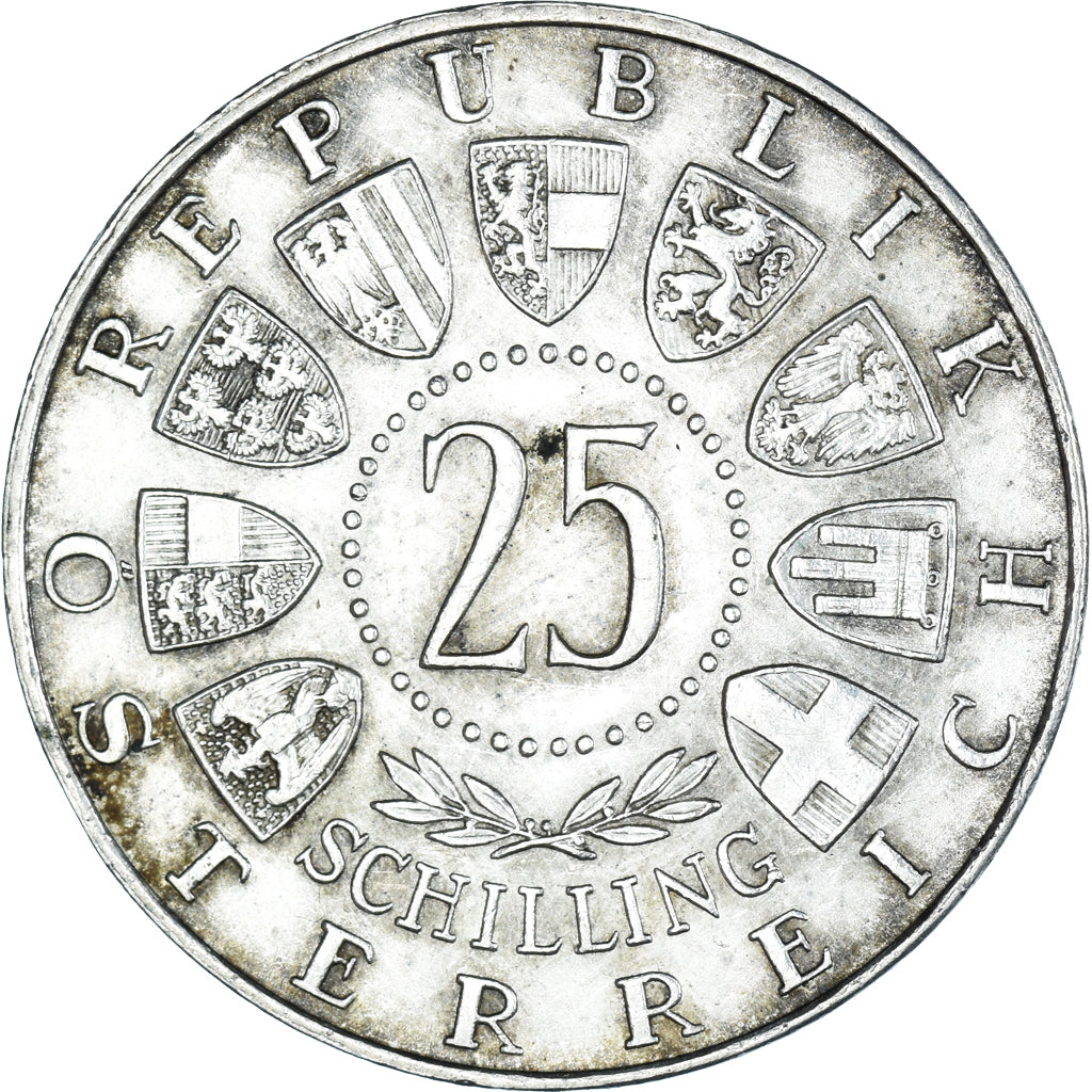 Coin, Austria, Mozart, 25 Schilling, 1956, Vienna, AU(55-58), Silver, KM:2881