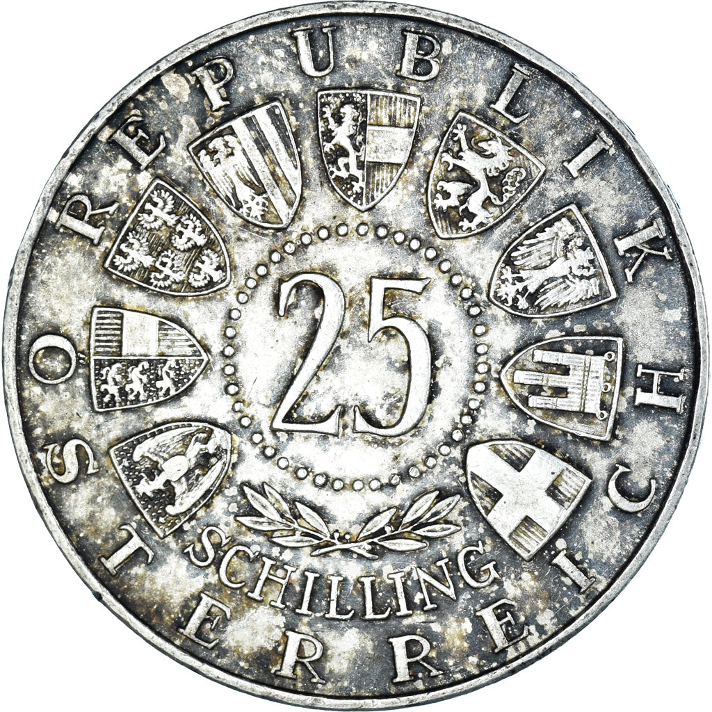 Coin, Austria, Mozart, 25 Schilling, 1956, Vienna, AU(50-53), Silver, KM:2881