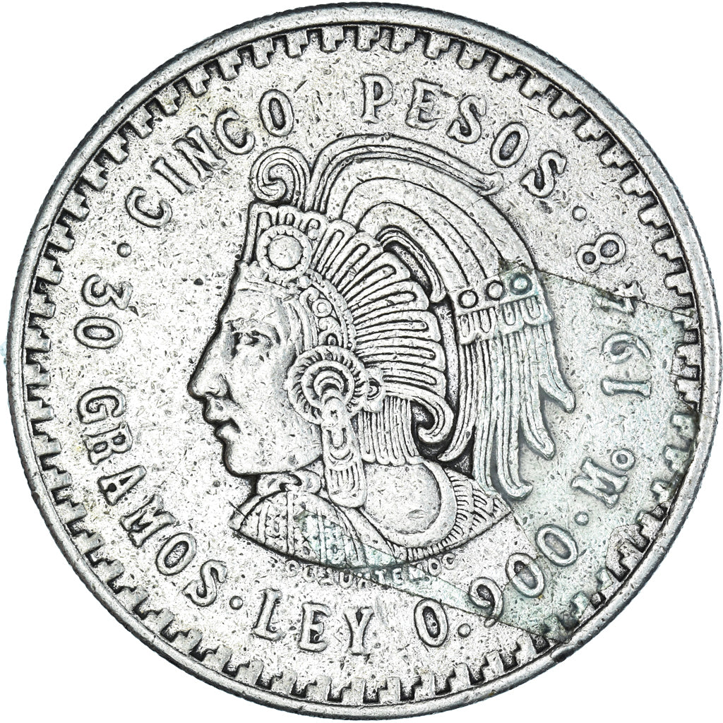 Moneda, México, 5 Pesos, 1948, Mexico City, MBC, Plata, KM:465