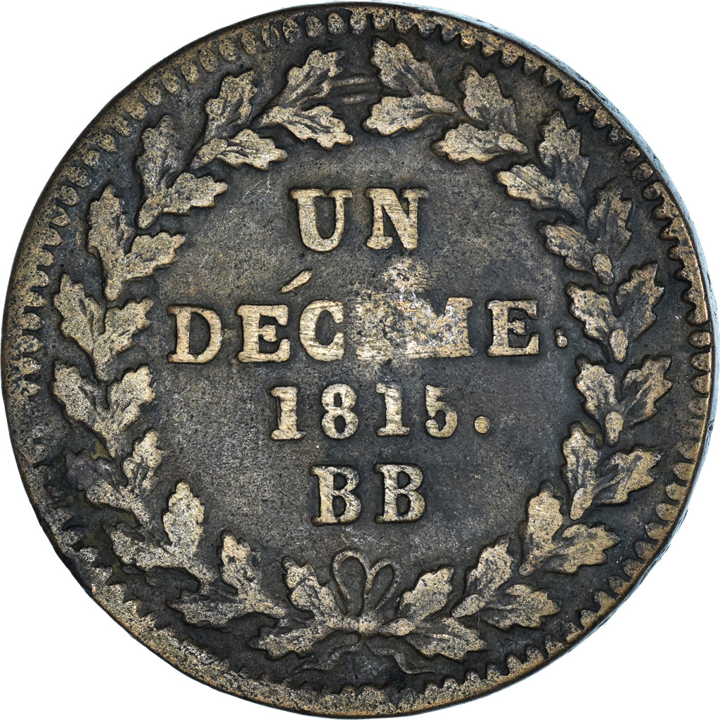 Monnaie, France, Napoleon I, Decime, 1815, Strasbourg, TB+, Bronze, Gadoury:195e
