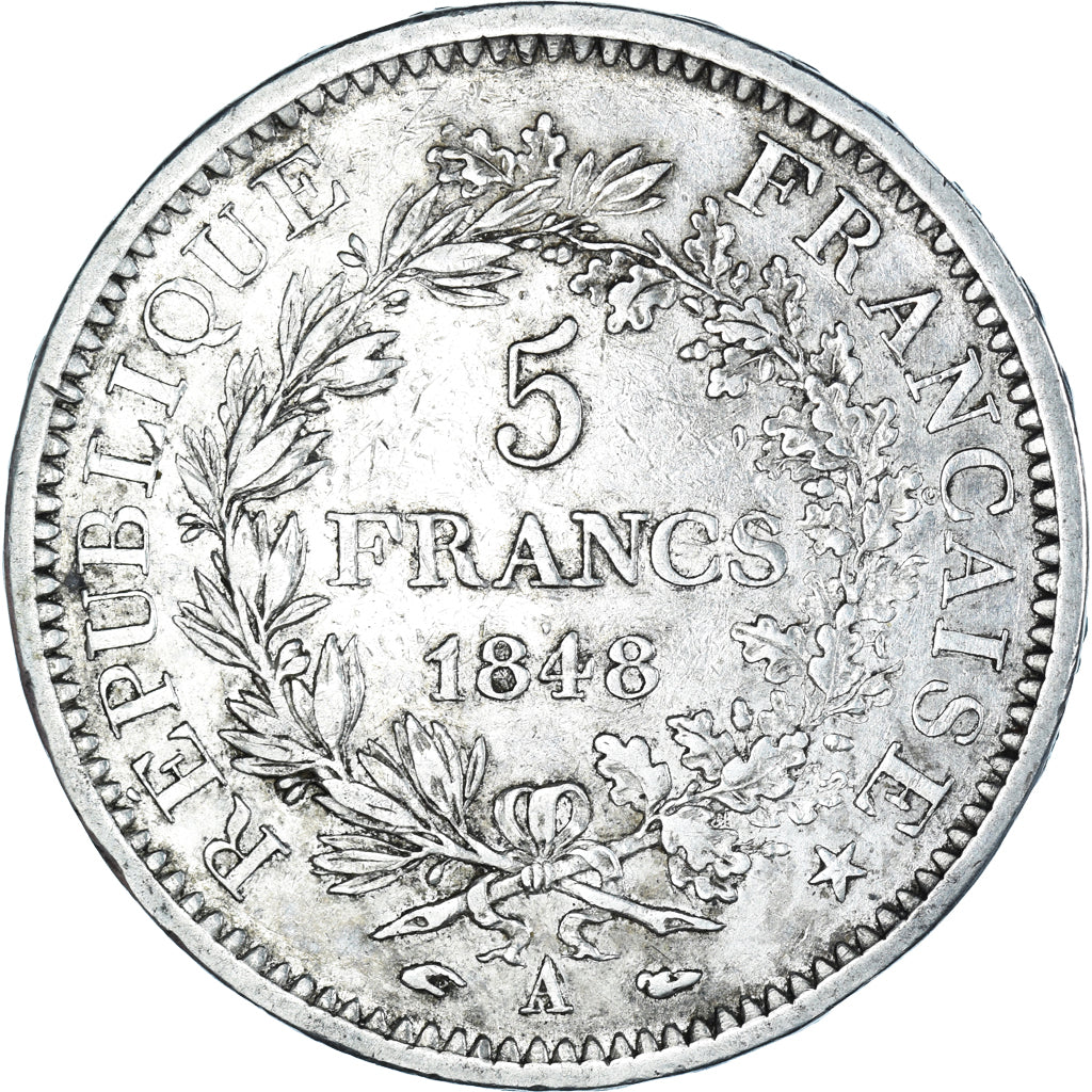Moneta, Francia, Hercule, 5 Francs, 1848, Paris, BB, Argento, KM:756.1