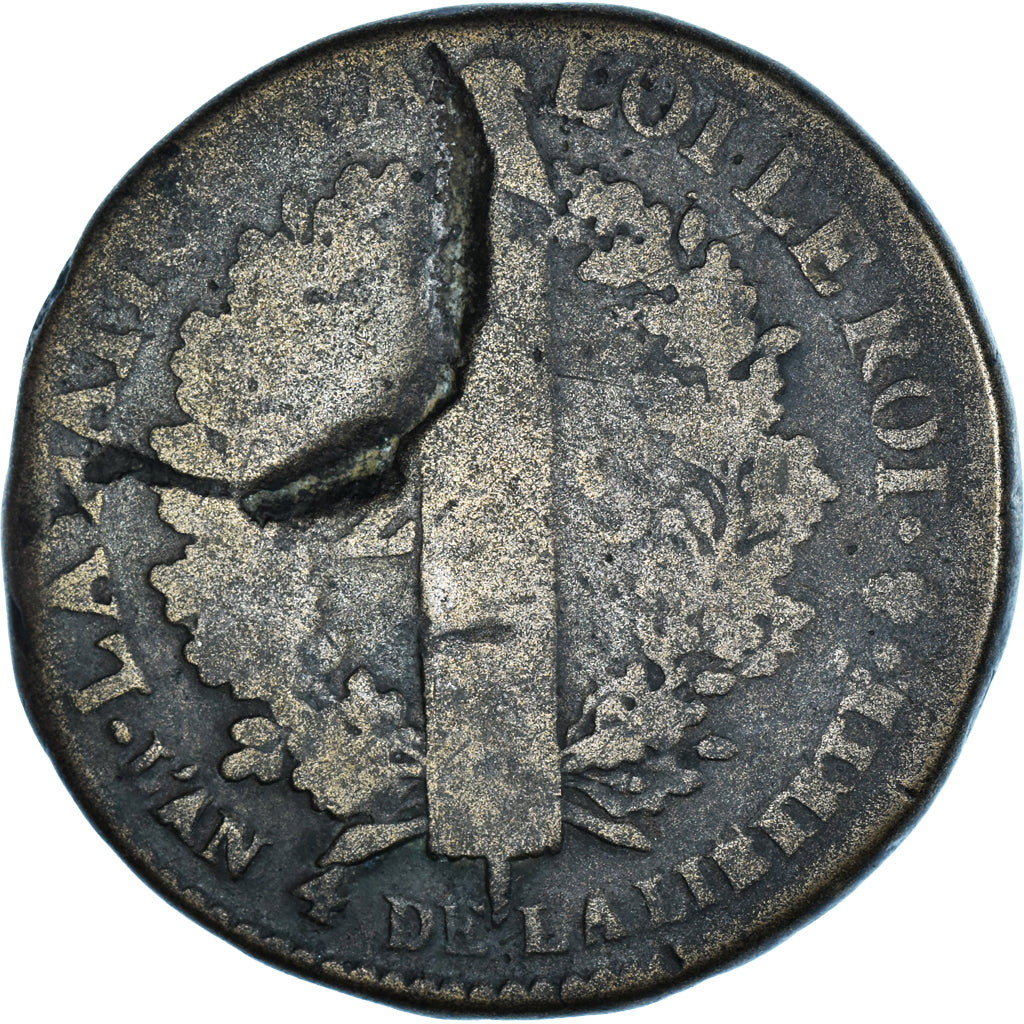 Munten, Frankrijk, Louis XVI, 2 sols François, 1792 / AN 4, Paris, FR, Métal