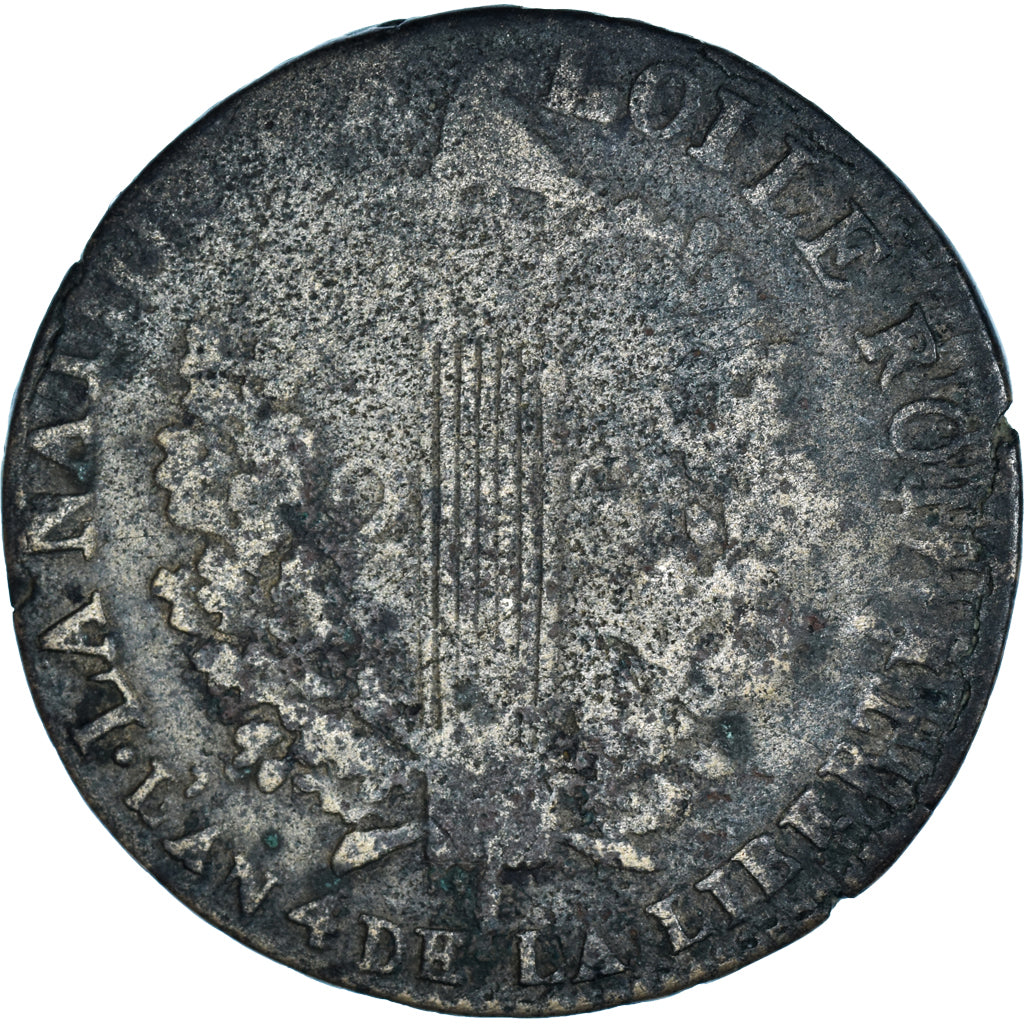 Moneta, Francia, Louis XVI, 2 sols François, 1792 / AN 4, Clermont-Ferrand, MB