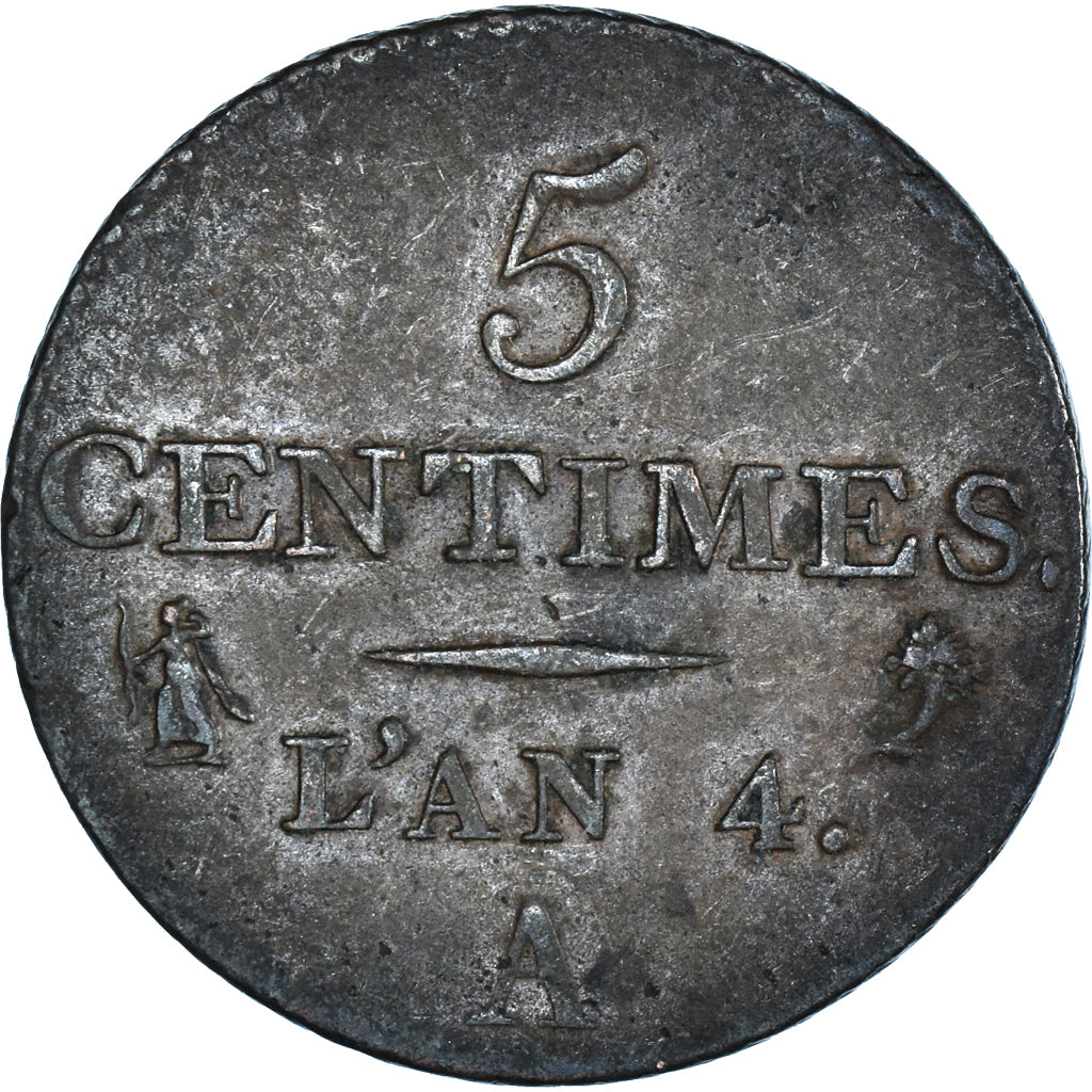Moeda, França, Dupré, 5 Centimes, AN 4, Paris, EF(40-45), Bronze, KM:635.1
