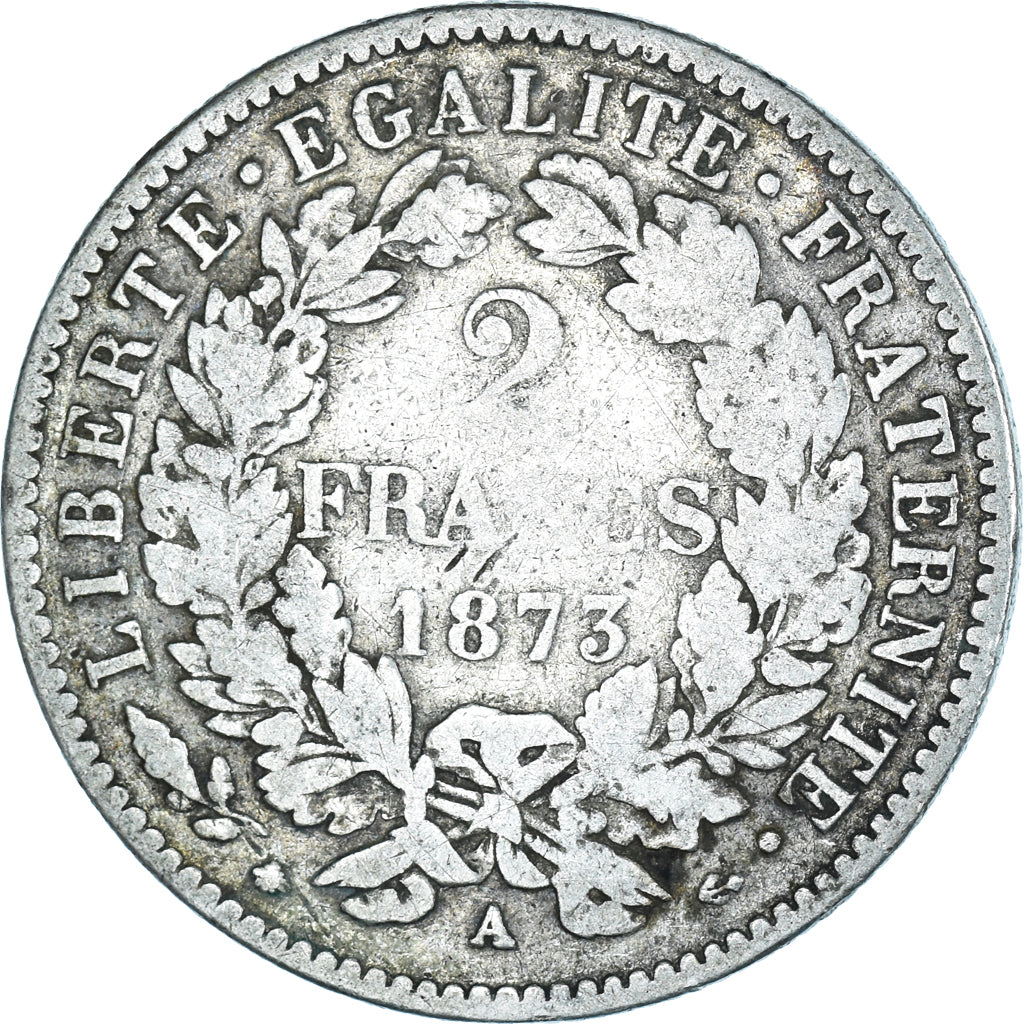 Coin, France, Cérès, 2 Francs, 1873, Paris, VF(30-35), Silver, KM:817.1