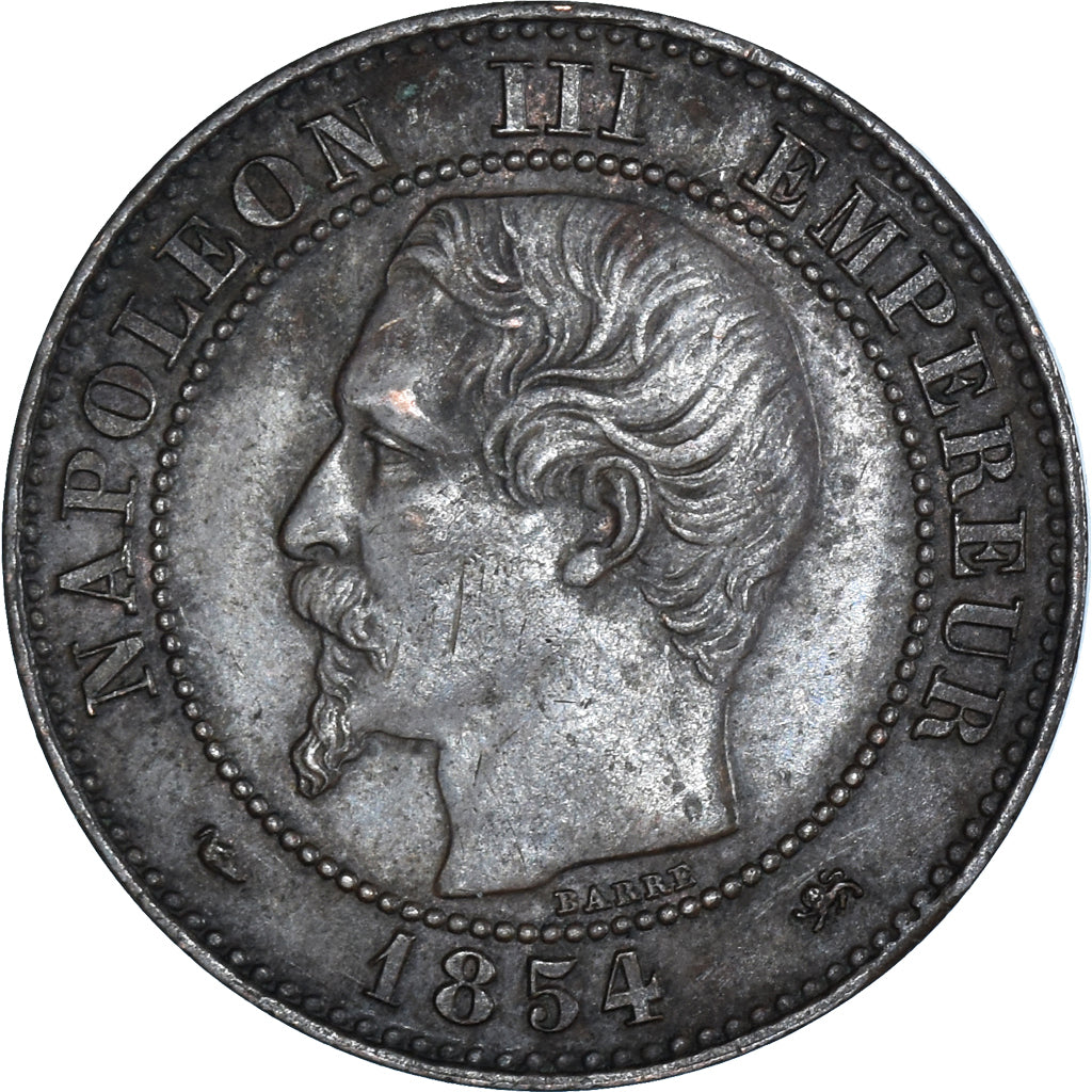 Moneta, Francja, Napoleon III, 2 Centimes, 1854, Lyon, EF(40-45), Brązowy