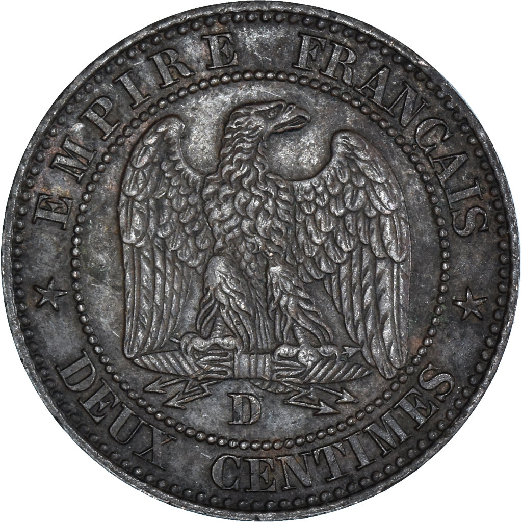 Moneta, Francja, Napoleon III, 2 Centimes, 1854, Lyon, EF(40-45), Brązowy