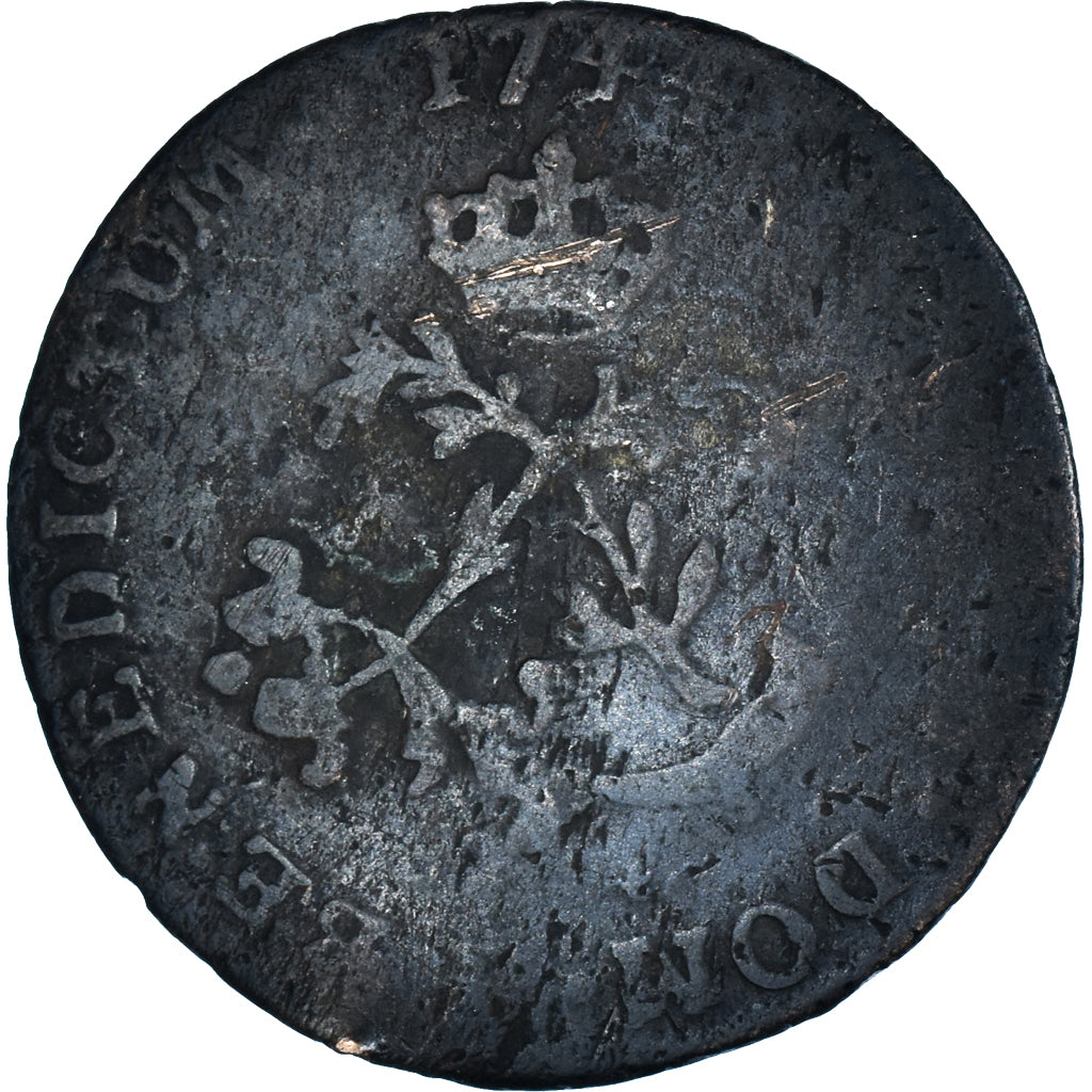 Moeda, França, Louis XV, Double Sol, 1744, F(12-15), Lingote, Gadoury:281