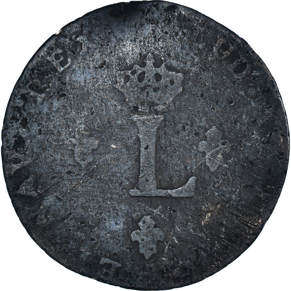 Moeda, França, Louis XV, Double Sol, 1744, F(12-15), Lingote, Gadoury:281