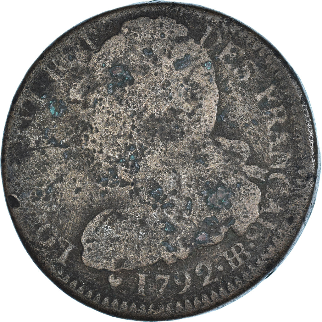 Moneta, Francia, Louis XVI, 2 sols Français, 1792 / AN 4, Strasbourg, B+