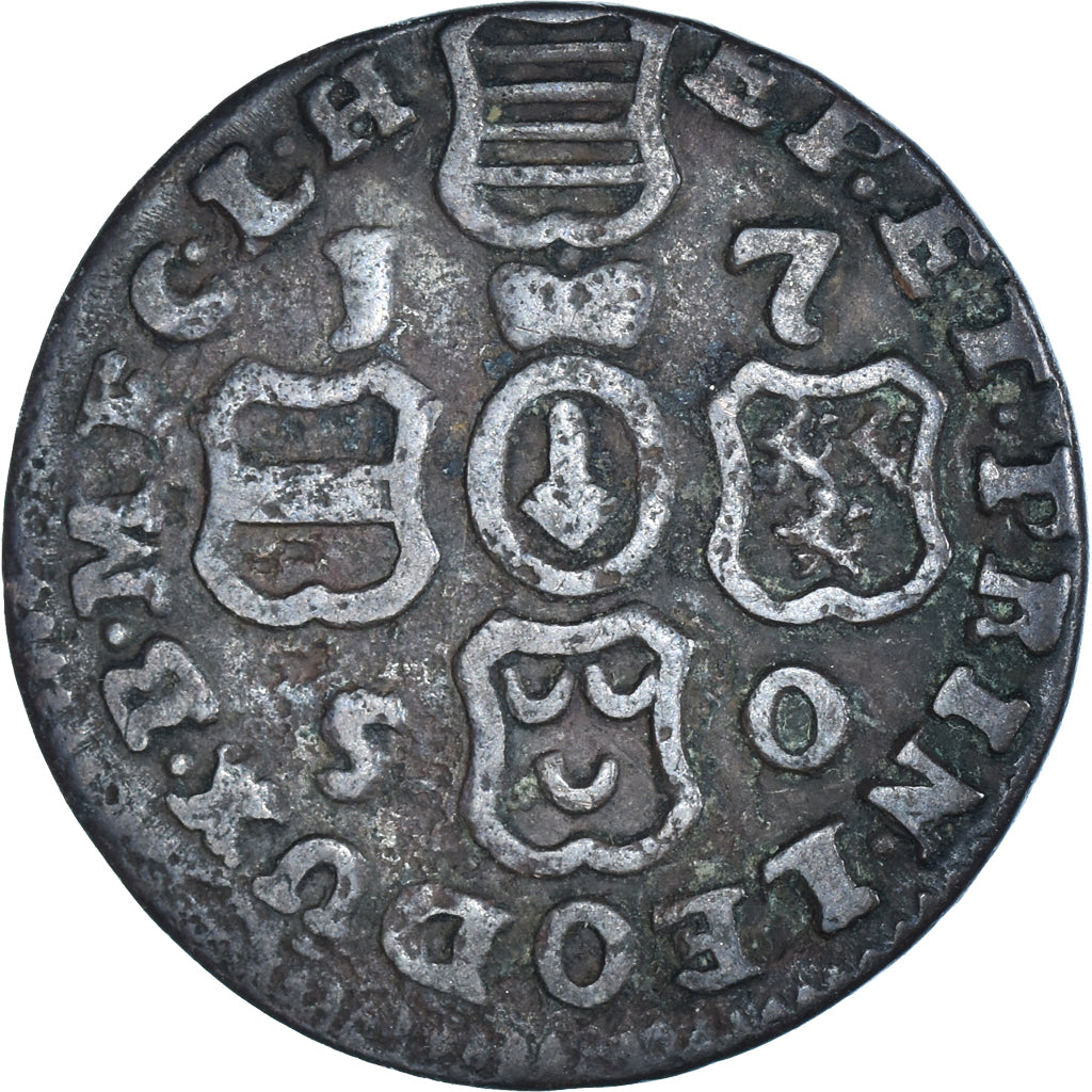 Moneta, Principato vescovile di Liegi, John Theodore, Liard, 1750, Liege, BB
