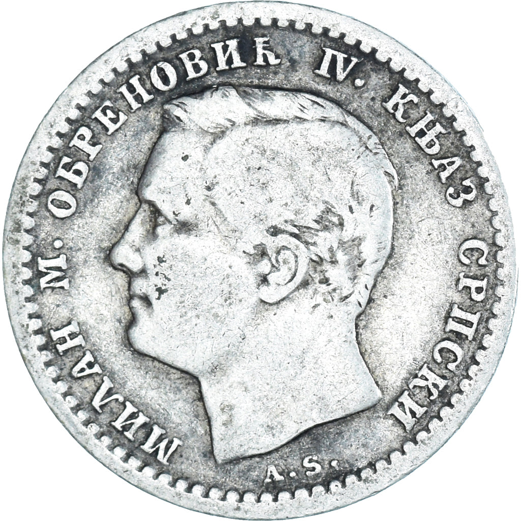 Münze, Serbien, Milan I, 50 Para, 1875, S+, Silber, KM:4