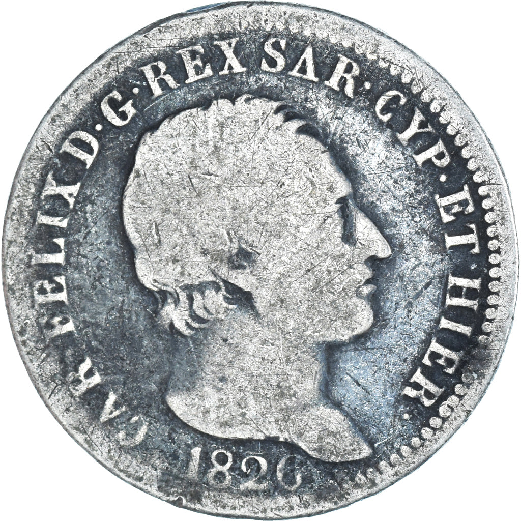 Moneta, DEPARTAMENTY WŁOSKIE, SARDINIA, Carlo Felice, Lira, 1826, Genoa