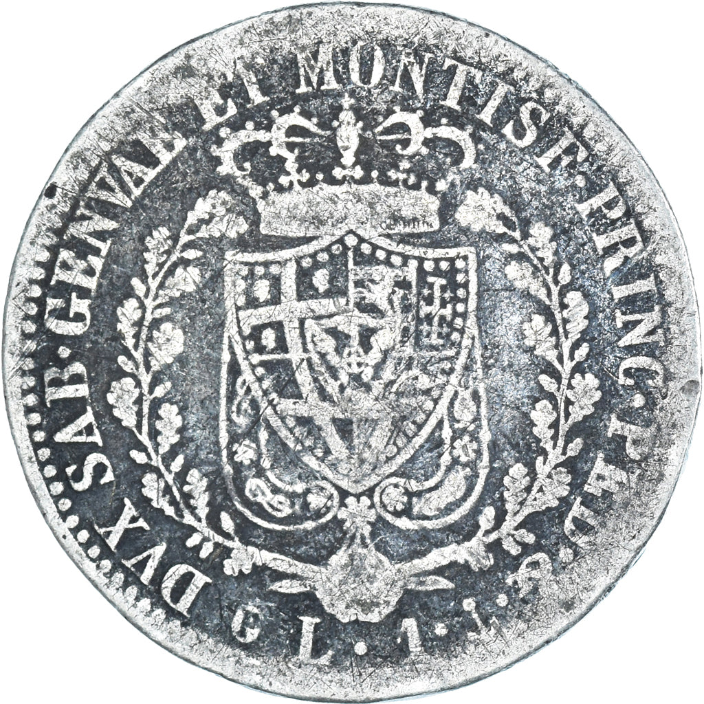 Moneta, DEPARTAMENTY WŁOSKIE, SARDINIA, Carlo Felice, Lira, 1826, Genoa