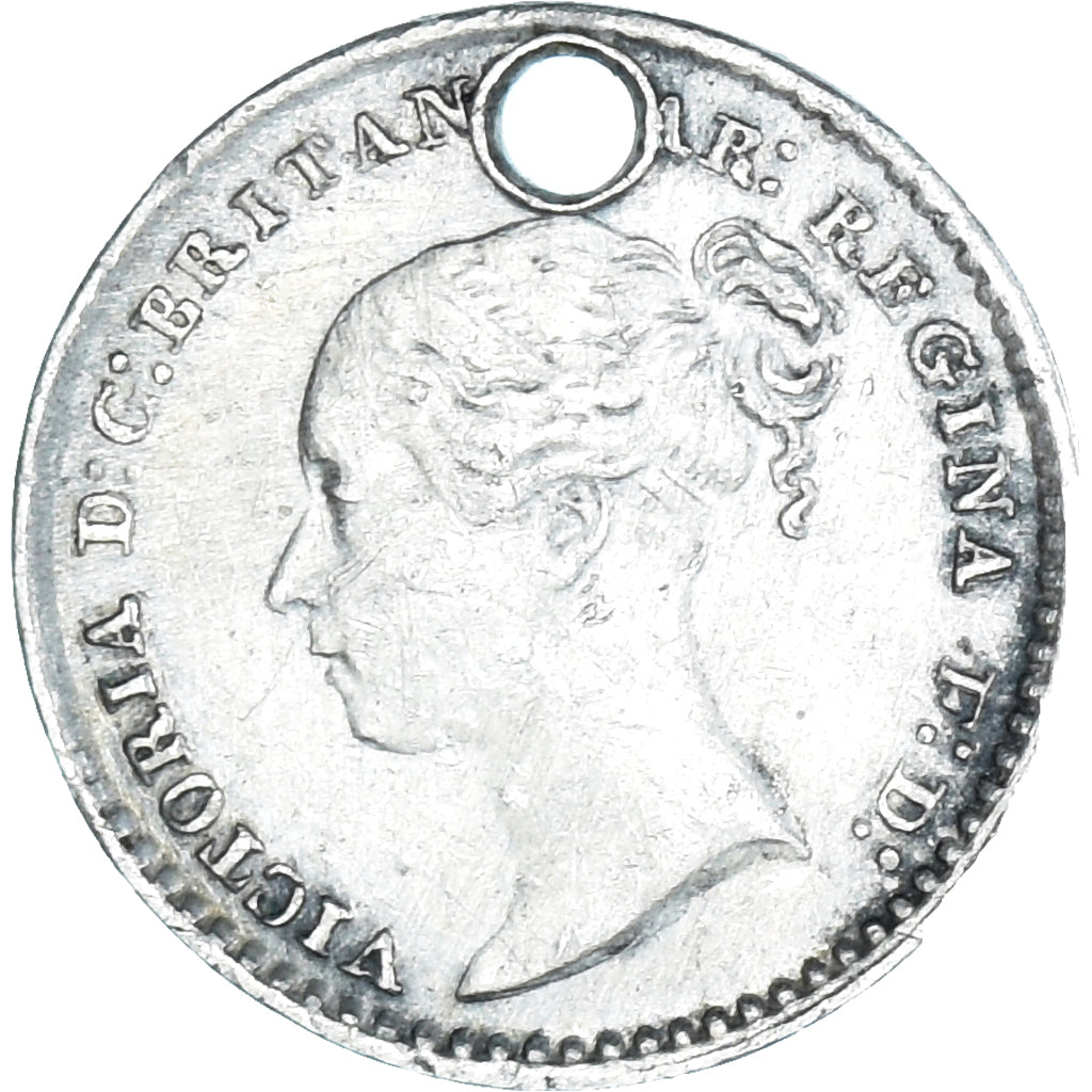 Coin, Great Britain, Victoria, Penny, 1866, Holed, EF(40-45), Silver, KM:727