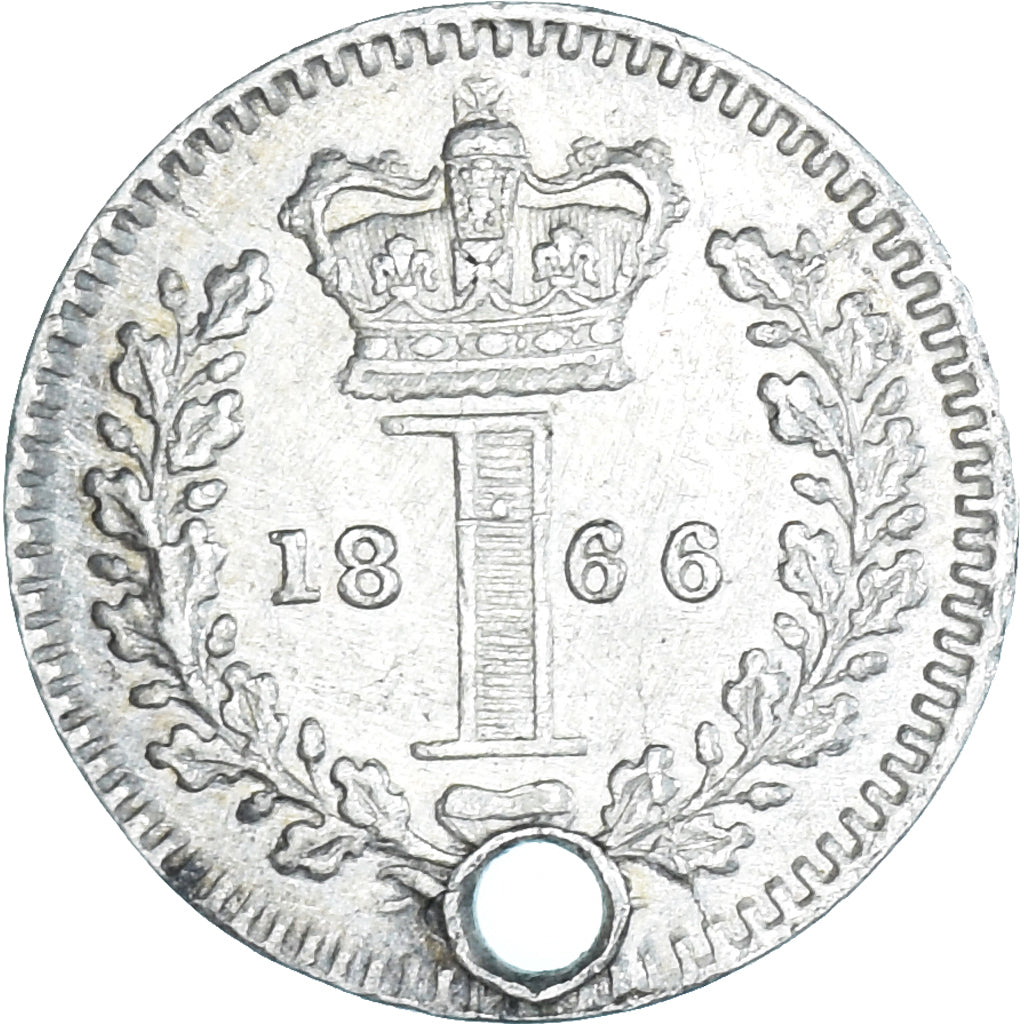 Coin, Great Britain, Victoria, Penny, 1866, Holed, EF(40-45), Silver, KM:727