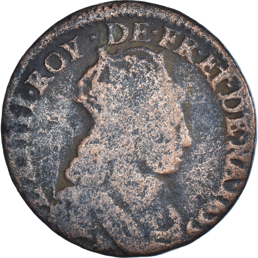 Moneta, Francia, Louis XIV, Liard, 1655, Vimy, MB, Rame, KM:192.5, Gadoury:80