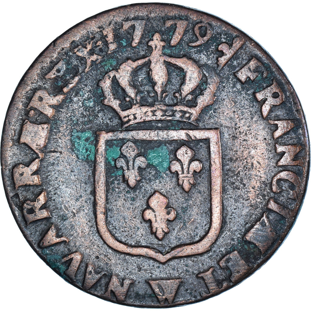 Moeda, França, Louis XVI, Sol, 1779, Lille, VF(30-35), Cobre, KM:578.16