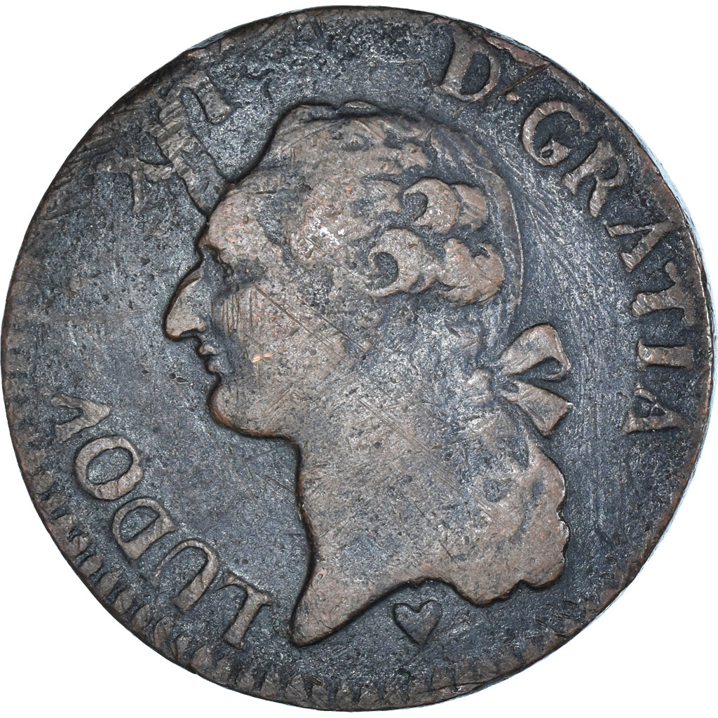 Moneta, Francja, Louis XVI, Sol, 1784, Strasbourg, VF(30-35), Miedź, KM:578.4