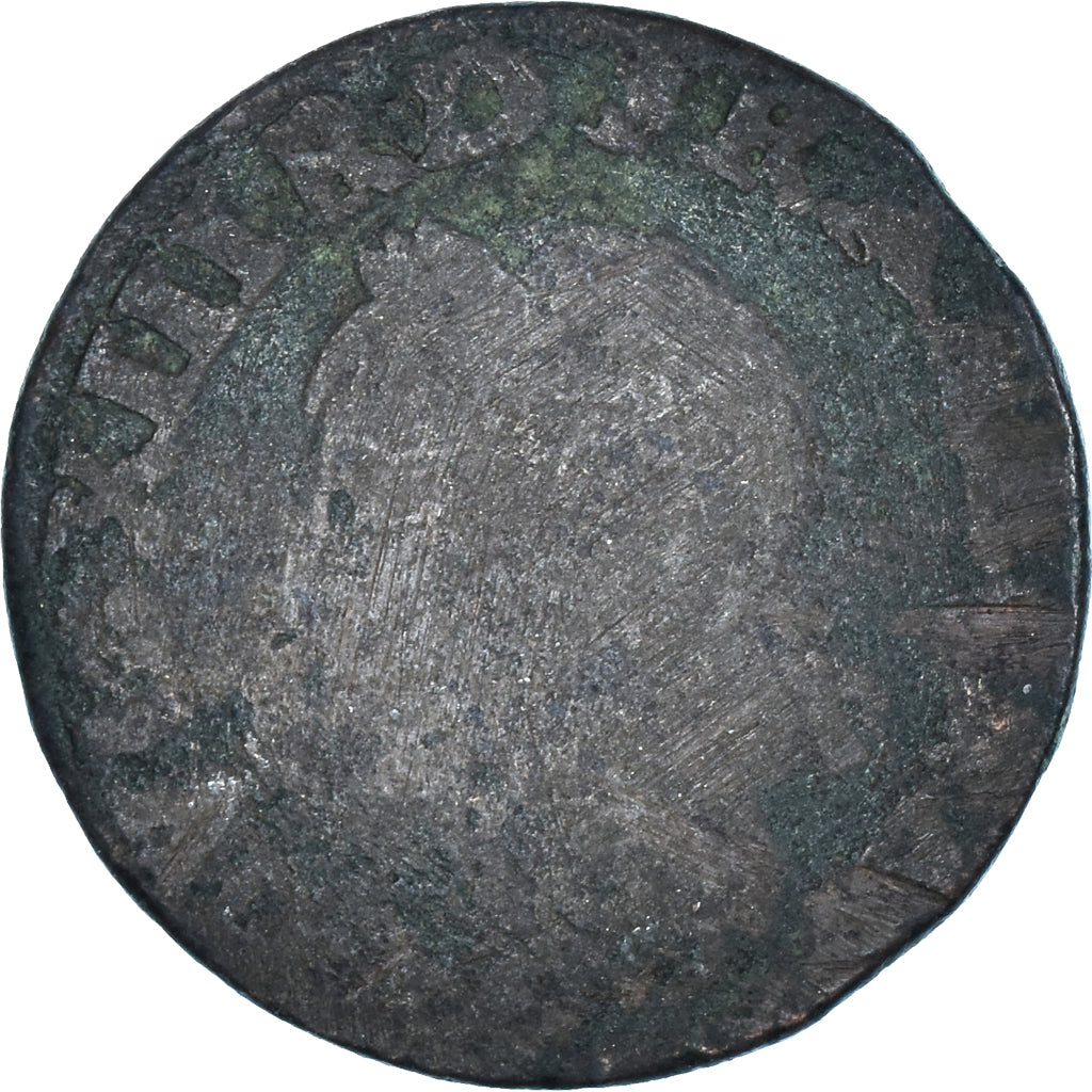 Monnaie, France, Louis XIII, Double Tournois, 1642-1643, B+, Cuivre, Gadoury:12