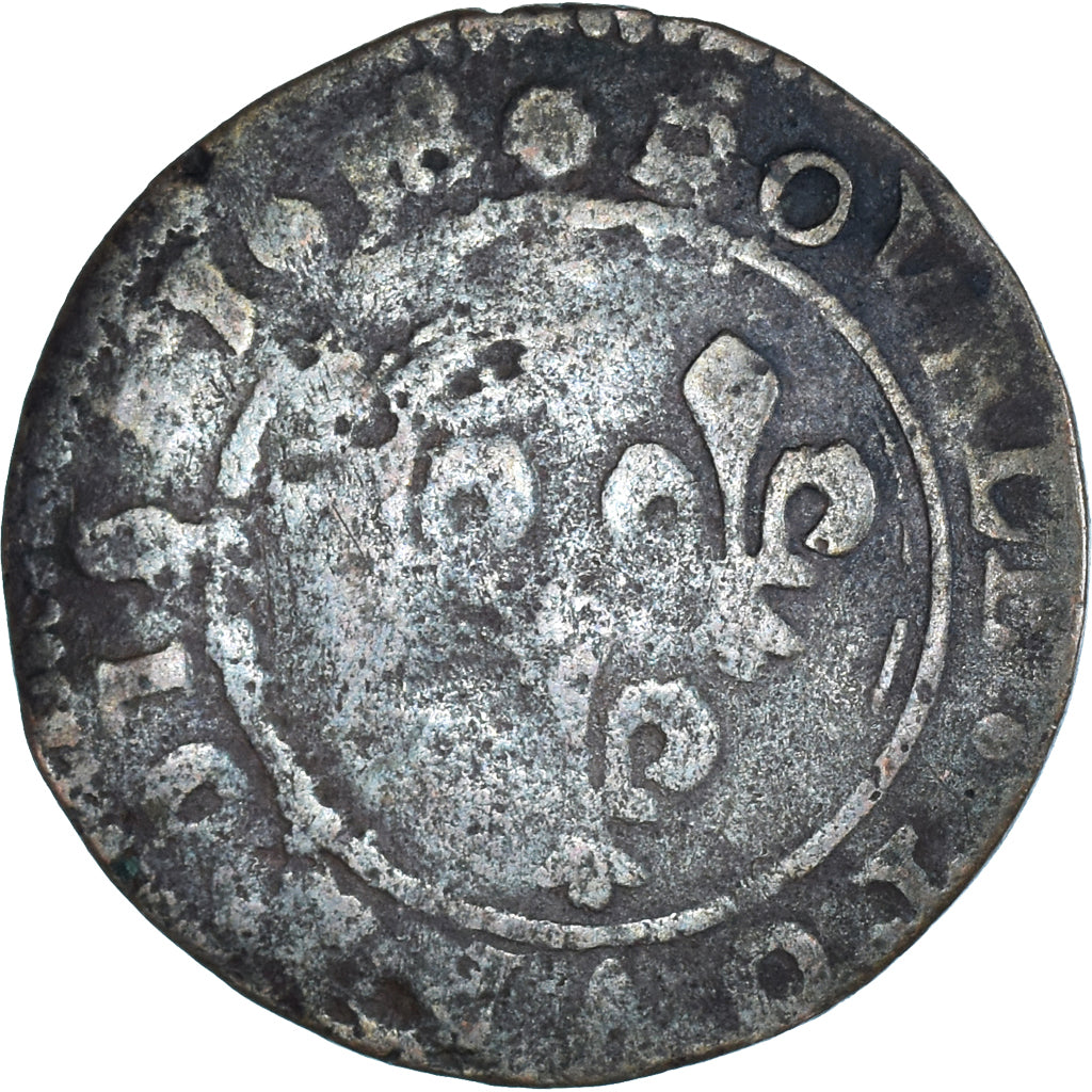 Moneta, Francja, Louis XIII, Double Tournois, 1638, Roquemaure, VF(30-35)