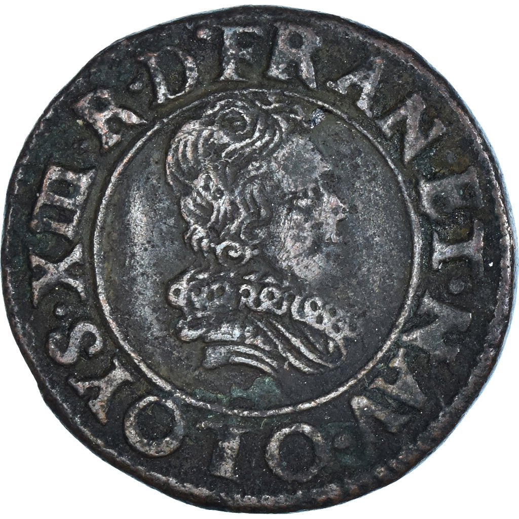 Münze, Frankreich, Louis XIII, Double Tournois, 1625, Riom, SS, Kupfer