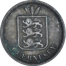 Moneta, Guernsey, 2 Doubles, 1874, Heaton, MB+, Bronzo, KM:9