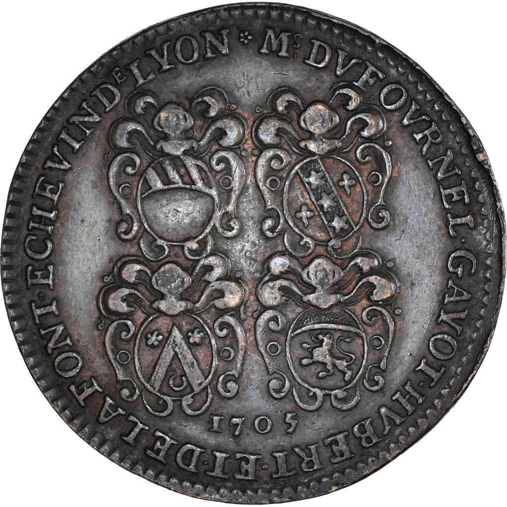France, Jeton, Consulat de Lyon, Benoît Cachet de Montesan, 1705, TTB, Cuivre