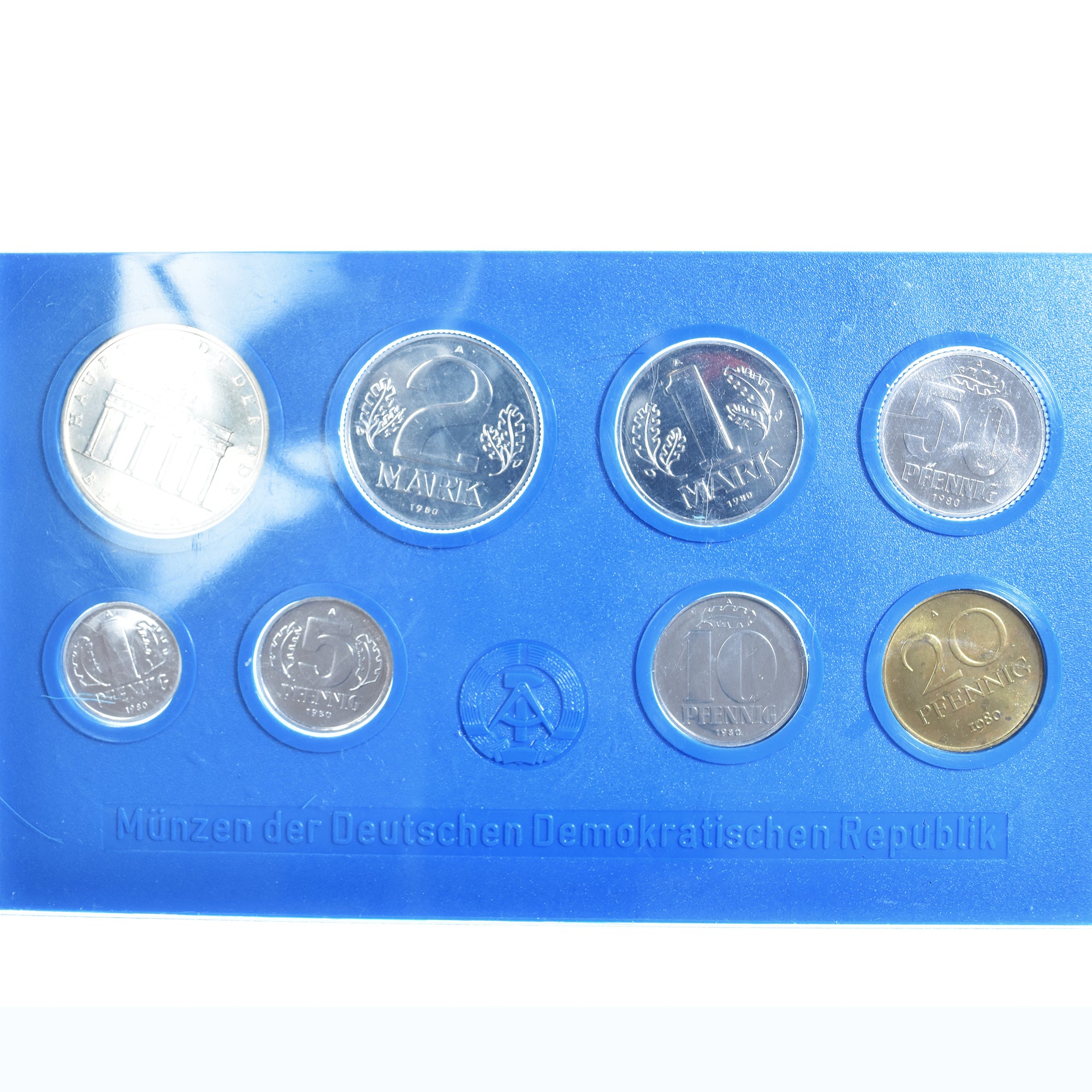 Moneta, REPUBBLICA DEMOCRATICA TEDESCA, 1 pfennig to 5 mark, 1980, Berlin, FDC
