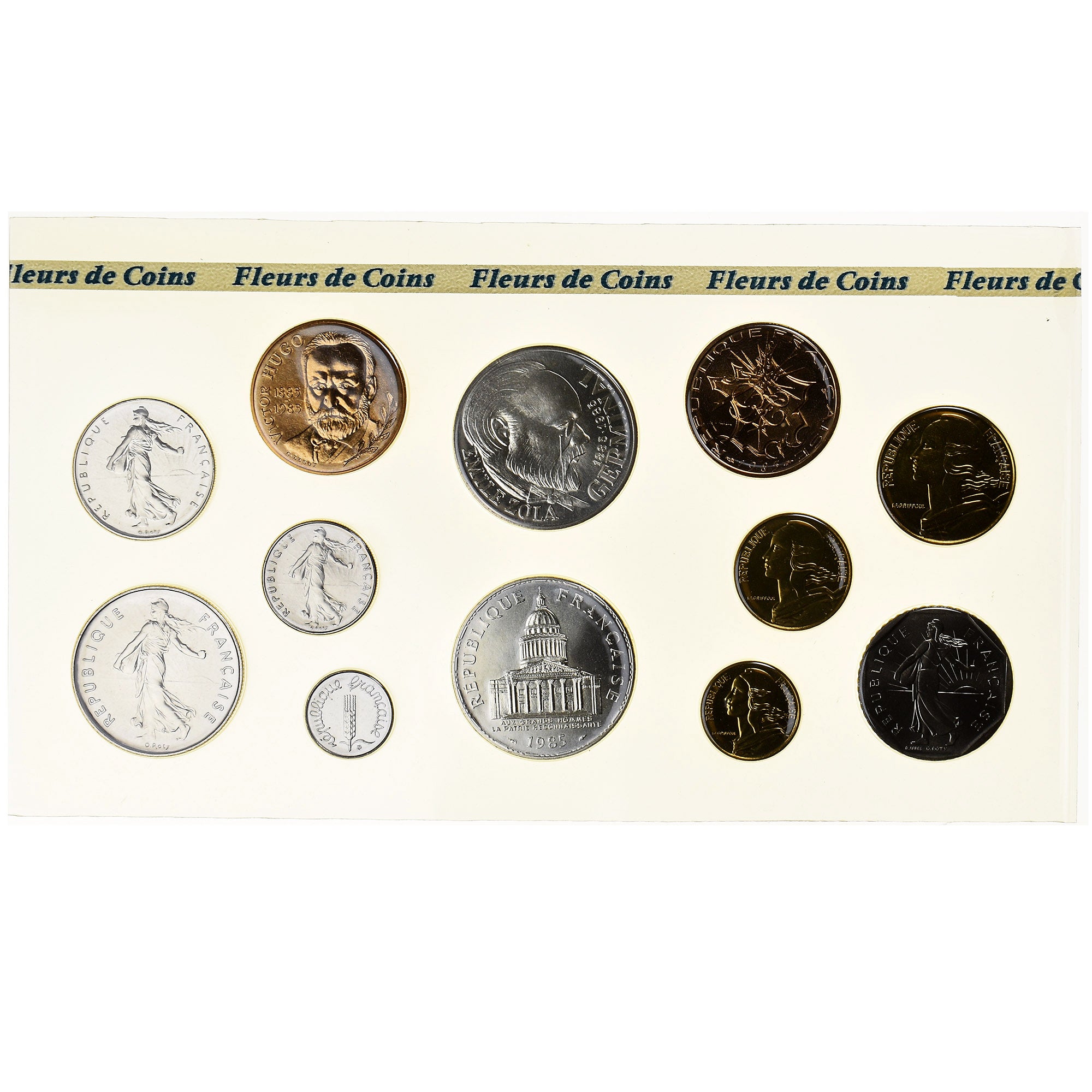 Moneta, Francia, Coffret 1 c. à 100 frs., 1985, Monnaie de Paris, sans boitier