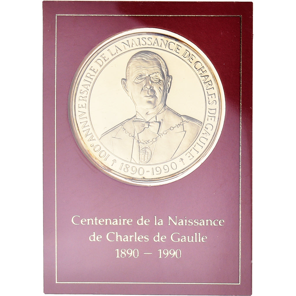 France, Médaille, Charles de Gaulle, centenaire de sa naissance, 1990, FDC