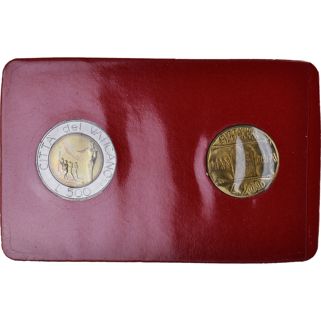 Münze, Vatikan, John Paul II, 200 and 500 lire, Roma, Set, UNZ