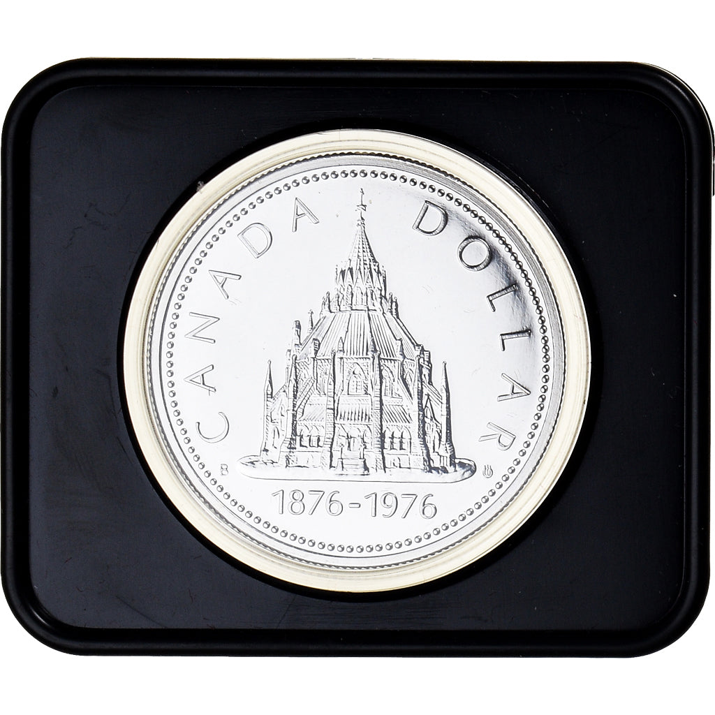 Coin, Canada, Elizabeth II, Parliament Library, Dollar, 1976, Royal Canadian