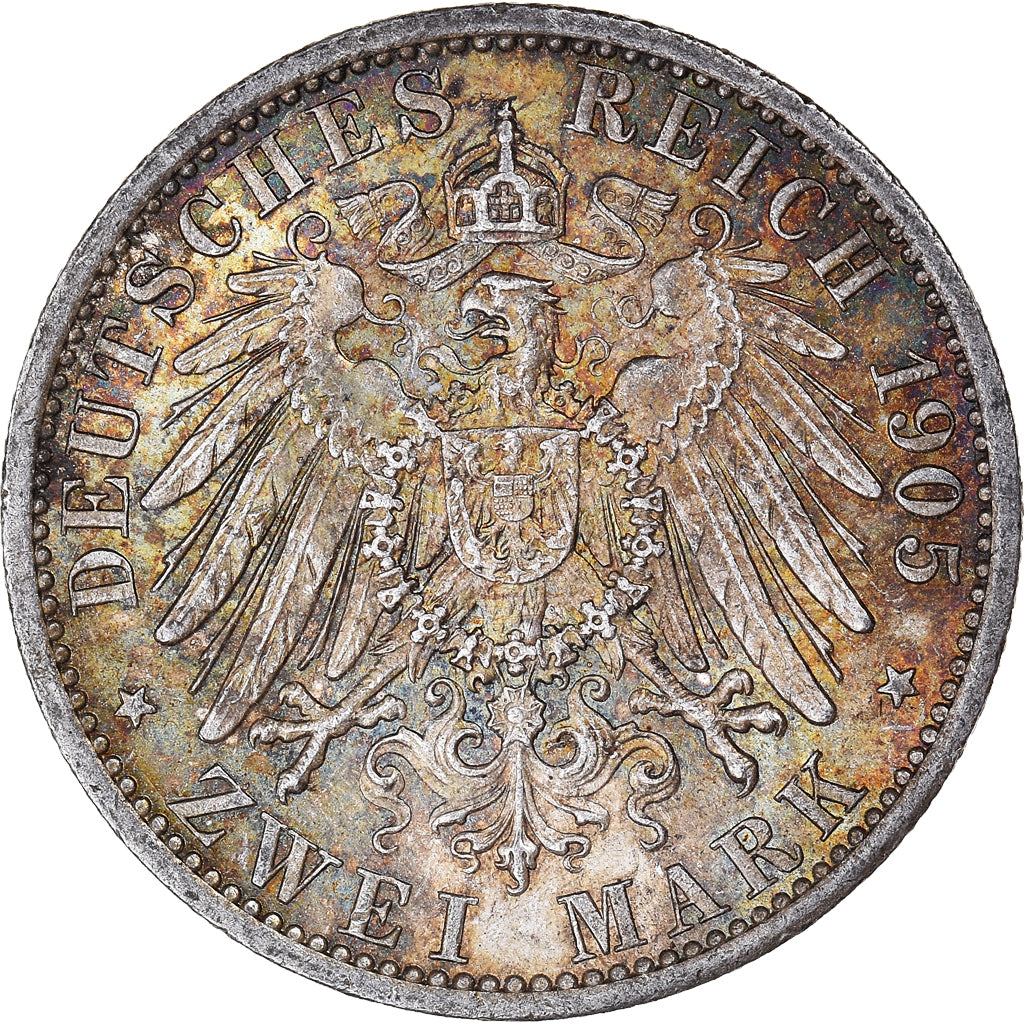 Coin, German States, PRUSSIA, Wilhelm II, 2 Mark, 1905, Berlin, AU(55-58)