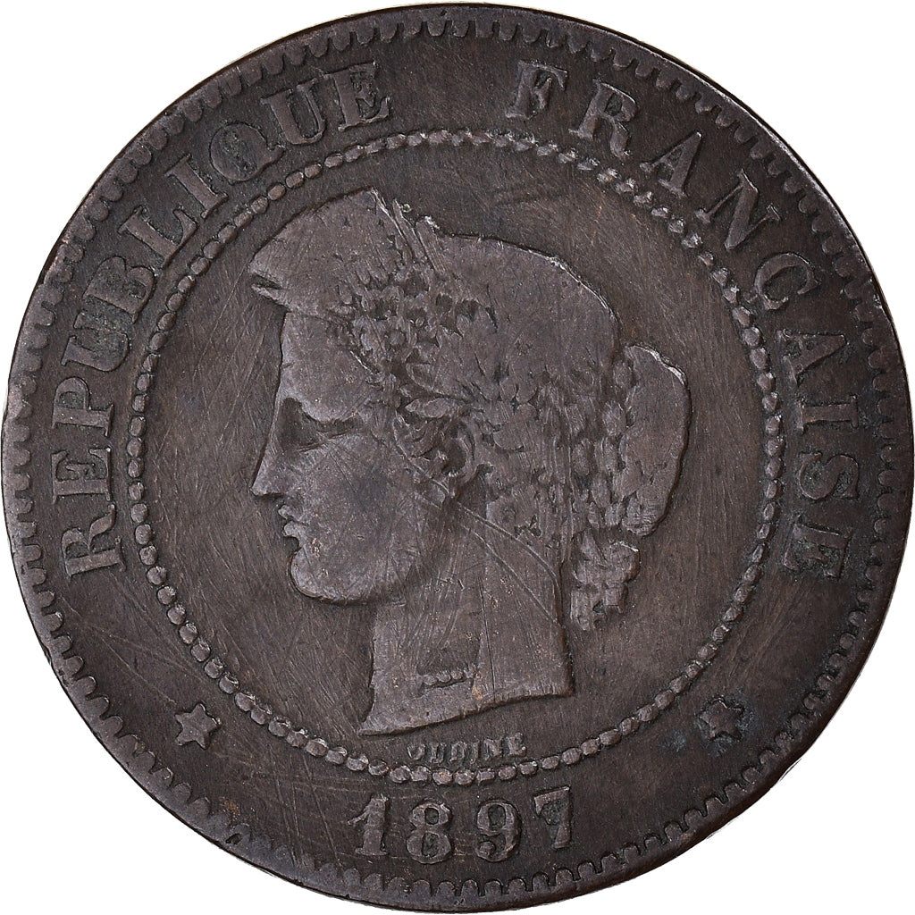 Münze, Frankreich, Cérès, 5 Centimes, 1897, Paris, S+, Bronze, KM:821.1