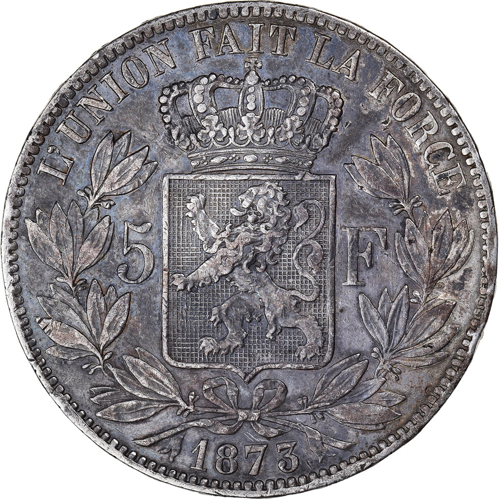 Moneta, Belgio, Leopold II, 5 Francs, 5 Frank, 1873, Brussels, BB, Argento