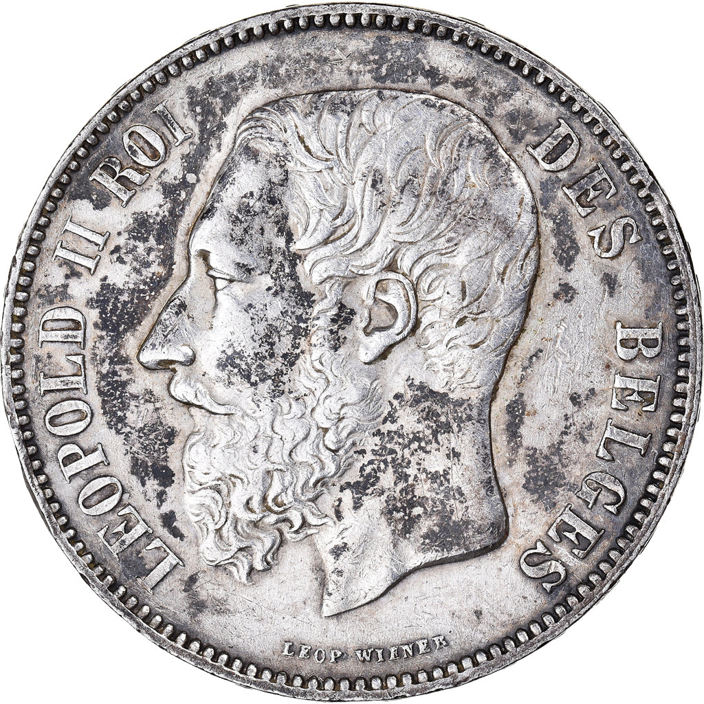 Moeda, Bélgica, Leopold II, 5 Francs, 5 Frank, 1875, Brussels, AU(50-53)