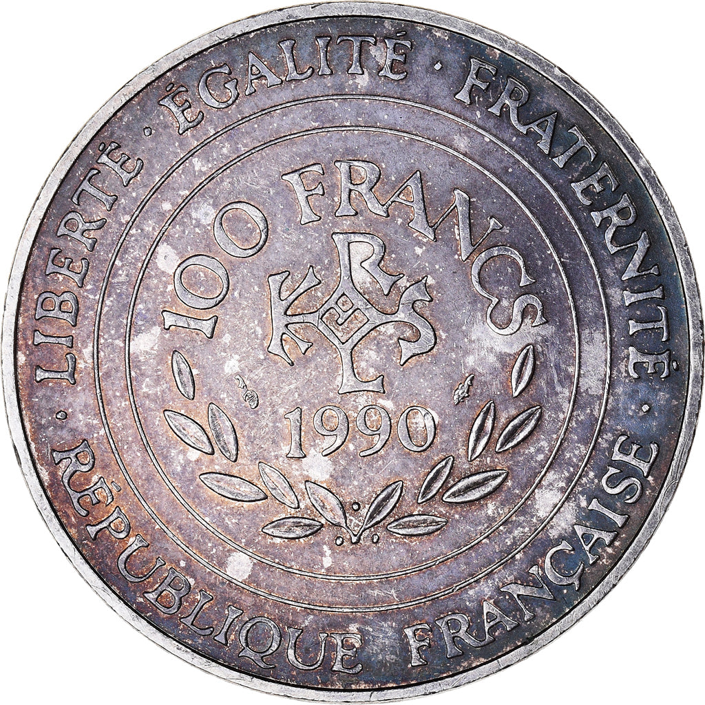 Moneda, Francia, Charlemagne, 100 Francs, 1990, Paris, EBC, Plata, KM:982