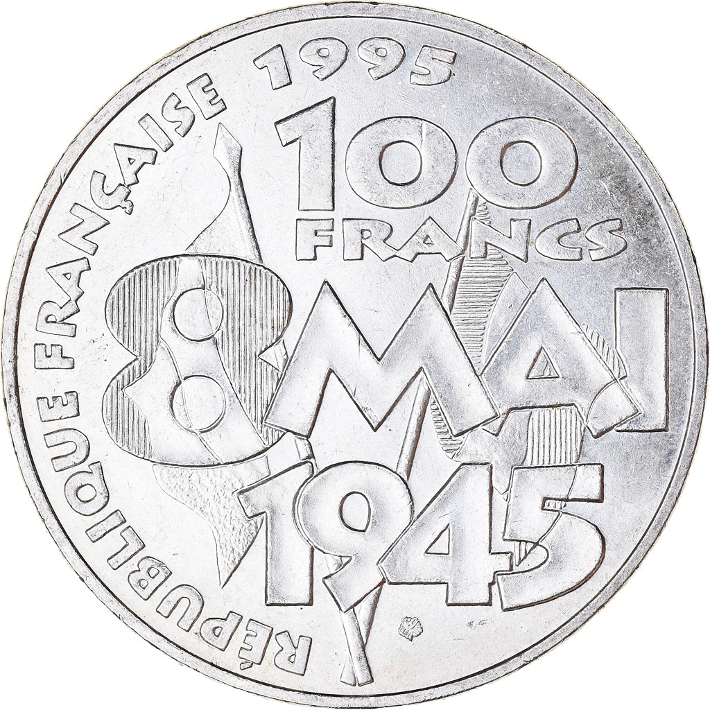 Munten, Frankrijk, 8 mai 1945, 100 Francs, 1995, Paris, ZF+, Zilver, KM:1116.1