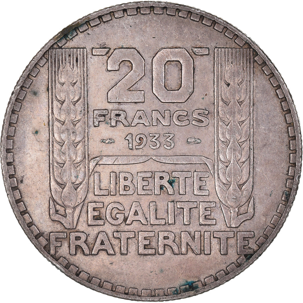 Munten, Frankrijk, Turin, 20 Francs, 1933, Paris, ZF, Zilver, KM:879