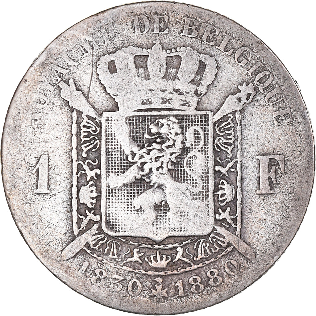 Moneta, Belgia, Leopold II, Franc, 1880, Brussels, VF(20-25), Srebro, KM:38