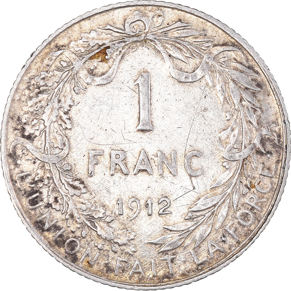 Moneta, Belgio, Albert I, Franc, 1912, Brussels, BB, Argento, KM:72